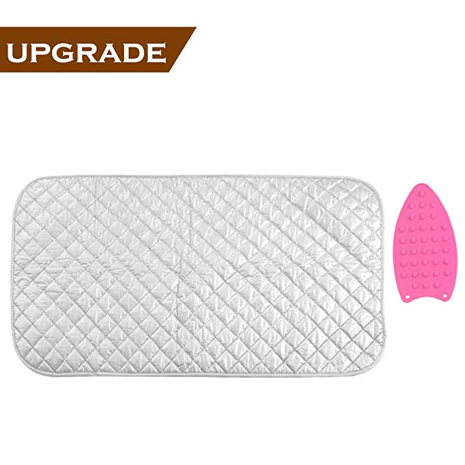 Ironing Mat, Portable Travel Ironing Blanket, Thickened Heat Resistant Ironing Pad Cover for Washer, Dryer, Table Top, Countertop, Small Ironing Board, Gift Silicone Iron Rest Pad (19×33 inches)