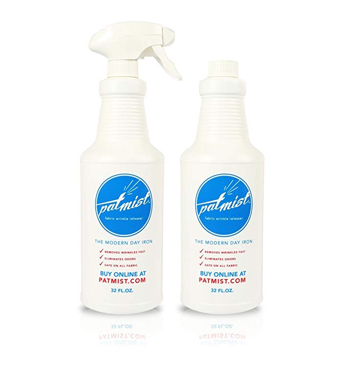 Pat Mist Wrinkle Release Spray (2-pack, 32 Oz. Bottles), Wrinkle Remover, Fresh Laundry Scent, Mist Nozzle, Wrinkle + Odor Remover + Fabric Refresher + Ironing Spray, Fast Drying, Best Wrinkle Spray