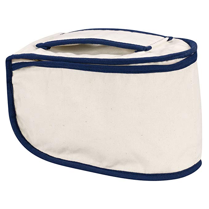 Household Essentials 900 Polyester Cotton Canvas Iron Caddy Storage Bag, Natural, Blue Trim