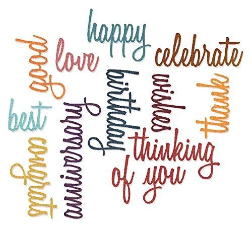 Sizzix. SIZ660223 Tholtz Thinlits Die Celebration Words Scrpt Tholtz Thinlits Die (Limited Edition)