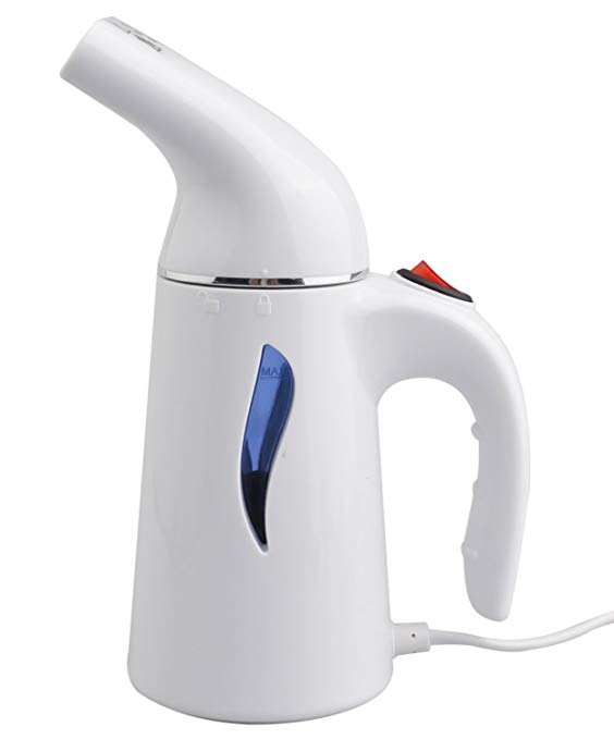 ClosetMate Powerful Garment Steamer - The ONLY ONE with a Retractable Cord – Steamer for Cloths is FAST Portable, Compact 7oz Design Perfect for Travel - with Free Pouch - CM212 White