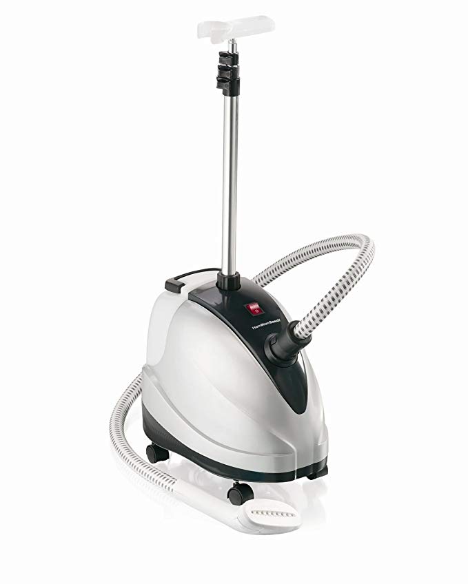 Hamilton Beach Full Size Garment Steamer, Gentle on Fabrics, with 90 Minutes Steaming Power, Telescoping Pole and Castor Roll Wheels for Mobility