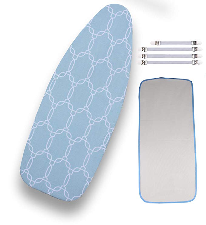 Extra-Wide Ironing Board Cover Bundle 6 Items: 1 Extra Thick Felt Pad, Heat Resistanta, and Scorch Resistant Cover [18