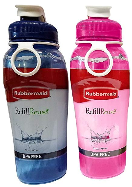 Rubbermaid B07DFKNY5H Refill, Reuse 32-Ounce Jumbo Size Chug Bottle, Pack of 2, Assorted Colors
