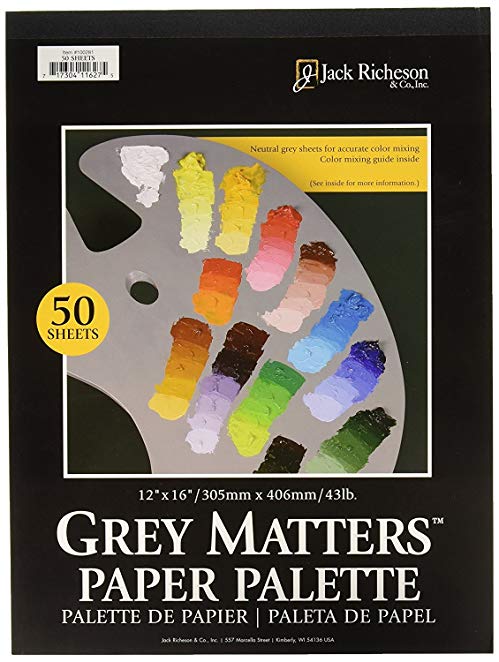 Jack Richeson. Grey Matters Paper Palette, 12 by 16-Inch, 50 Sheets (Limited Edition)