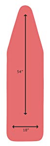 18 x 54 Inch CottonTek Pro - Heat-Reflective Advanced Cotton Technology - 5 Layer Padded Ironing Board Cover for Ironing & Steaming with Full Aluminum Lining - Coral Red/Patent Pending