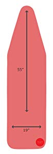 19 x 55 Inch CottonTek Pro - Heat-Reflective Advanced Cotton Technology - 5 Layer Padded Ironing Board Cover for Ironing & Steaming with Full Aluminum Lining - Coral Red/Patent Pending