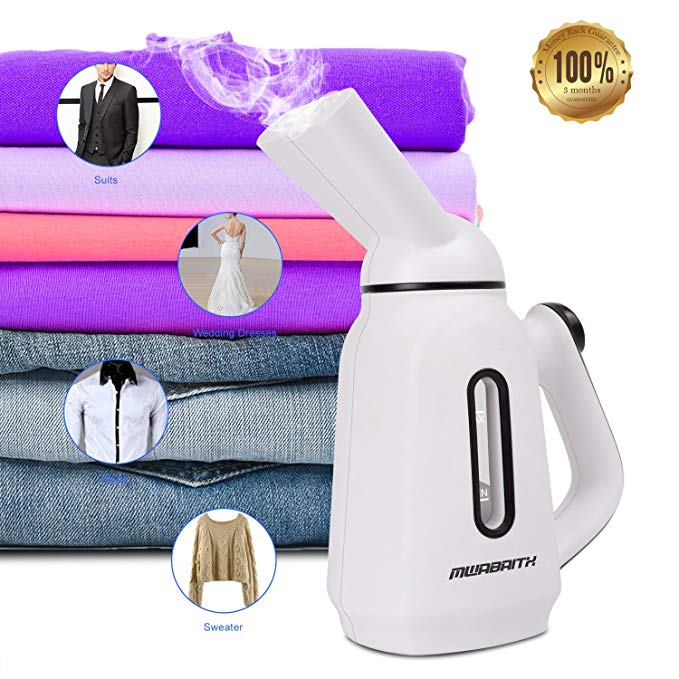 MwaBaiTx Garment Steamer 120ml Portable Clothes Steamer Handheld Travel Fabric Steamers Wrinkle Remover for Linen Shirts Bedding Suits Curtains and More